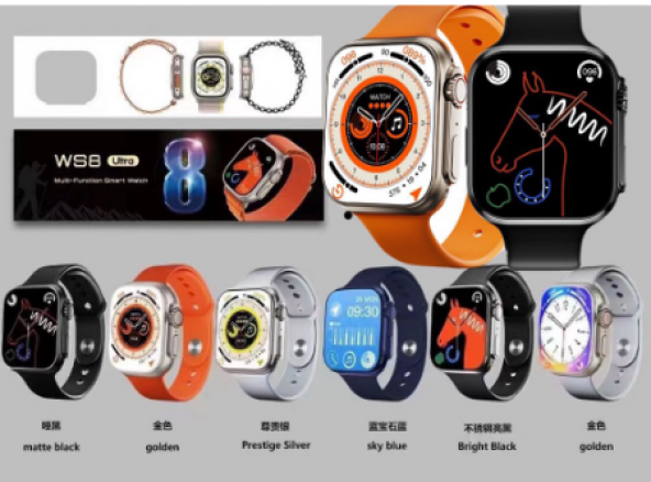 WS8 ULTRA Plus Smartwatch 8 Serisi 2022 Model Siyah Renk Akıllı Saat - Resim 3