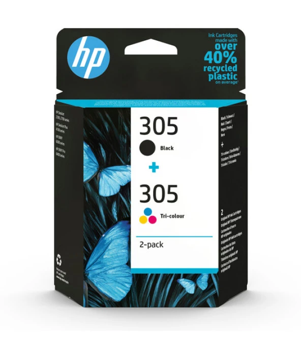 HP 305 2-Pack Tri-color/Black Original Ink Cartridge