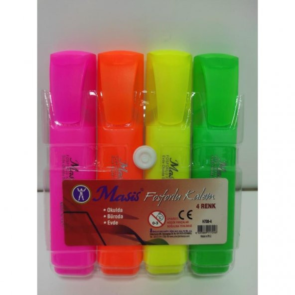 4 Renk Kaliteli ve Kullanışlı Fosforlu Kalem