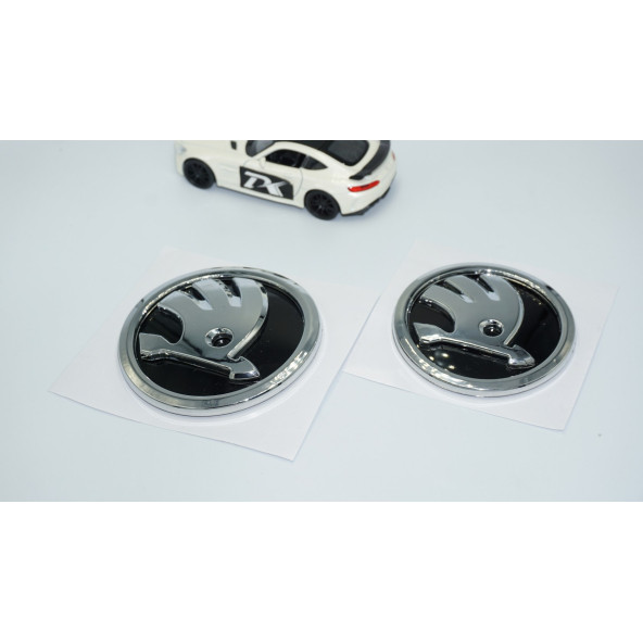 DK Tuning Skoda Ön Kaput Bagaj 9cm 8cm Yeni Nesil Logo Amblem Seti - 2