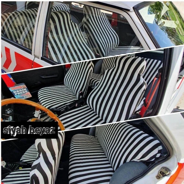 Çizgili Servis Kılıfı Siyah Beyaz- Zebra Desen Servis Kılıfı - 2