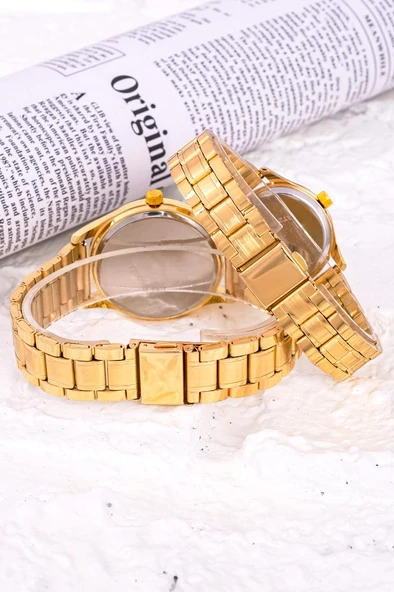 Sevgili Saati Bay Bayan Çift Kol Saatleri Gold Renk Sevgililer Günü Hediyesi ST-304253 - Resim 2