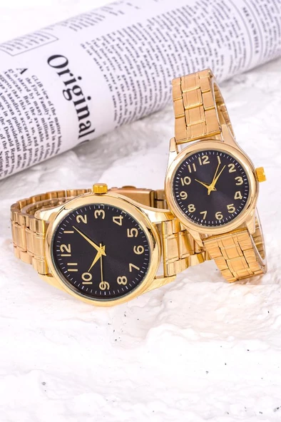 Sevgili Saati Bay Bayan Çift Kol Saatleri Gold Renk Sevgililer Günü Hediyesi ST-304253 - Resim 3