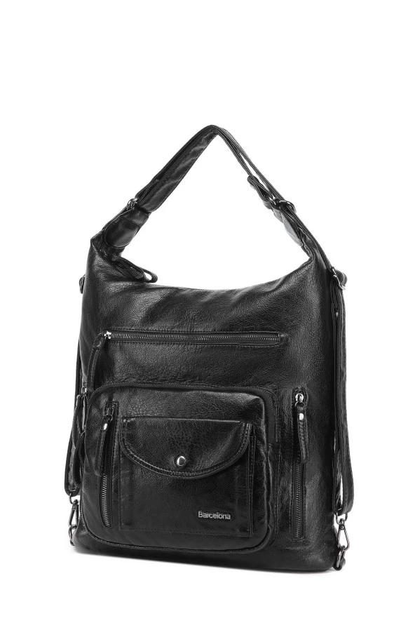 Yıkama Deri Hem Sırt Hem Omuz Kadın Çantası 21-k Barcelona 1580 - Resim 2