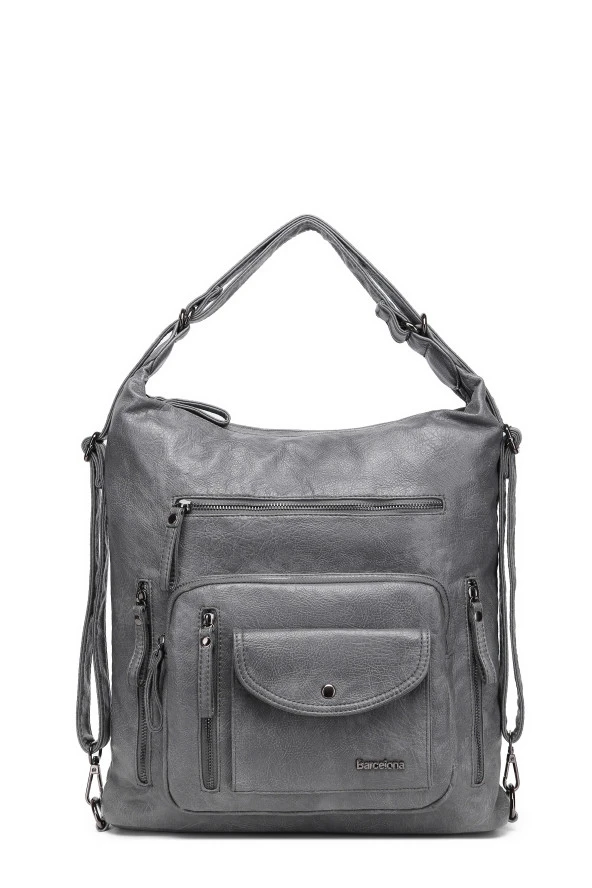 Yıkama Deri Hem Sırt Hem Omuz Kadın Çantası 21-k Barcelona 1580 - Resim 3
