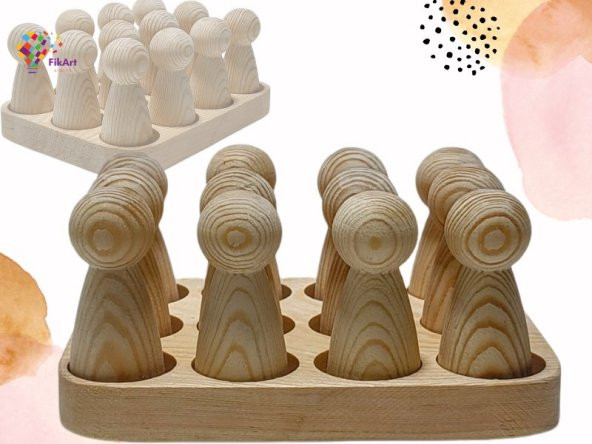 Waldorf 12li Peg Bebek Seti Ahşap Oyuncak Masif - 2