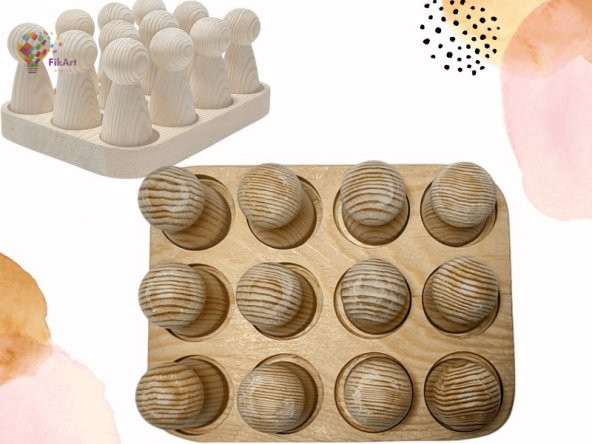 Waldorf 12li Peg Bebek Seti Ahşap Oyuncak Masif - 3