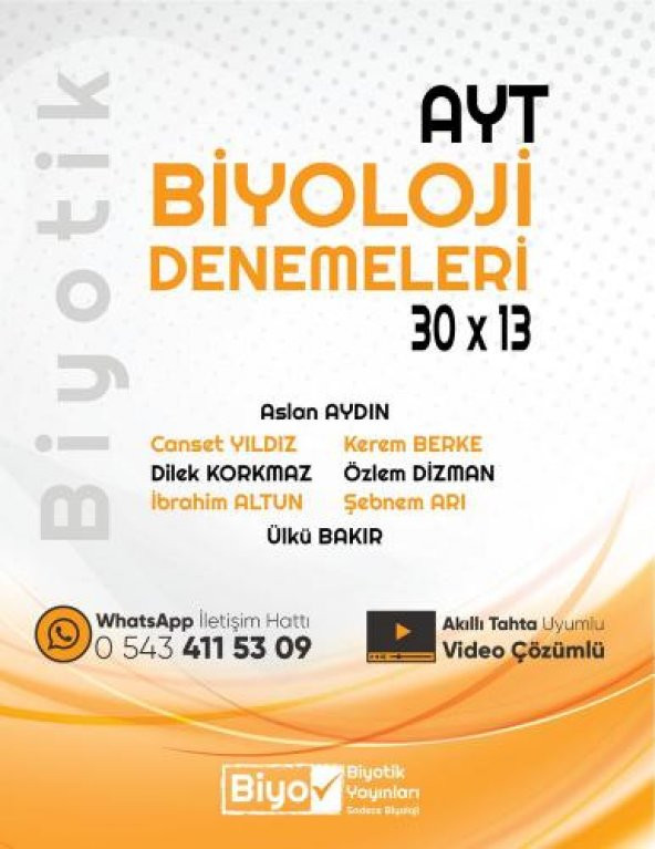 AYT Biyoloji Biyotik 30 x 13 Denemeleri Biyotik Yayınları