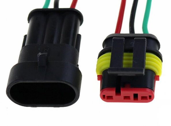 3 KABLOLU KARŞILIKLI KONNEKTÖR SOKET SU GEÇİRMEZ DAYANIKLI 3K001 - 2