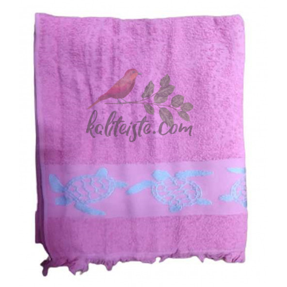 Jakarlı Bordürlü Plaj Havlusu 70x150 Cm Pembe - 2