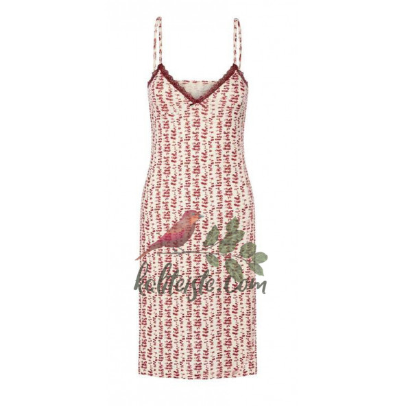 Kadın Askılı Dantelli Atlet Kırmızı Beyaz - 2