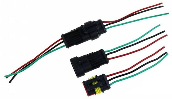 5 TAKIM 3 KABLOLU KARŞILIKLI KONNEKTÖR SOKET SU GEÇİRMEZ DAYANIKLI 3K001 - Resim 3