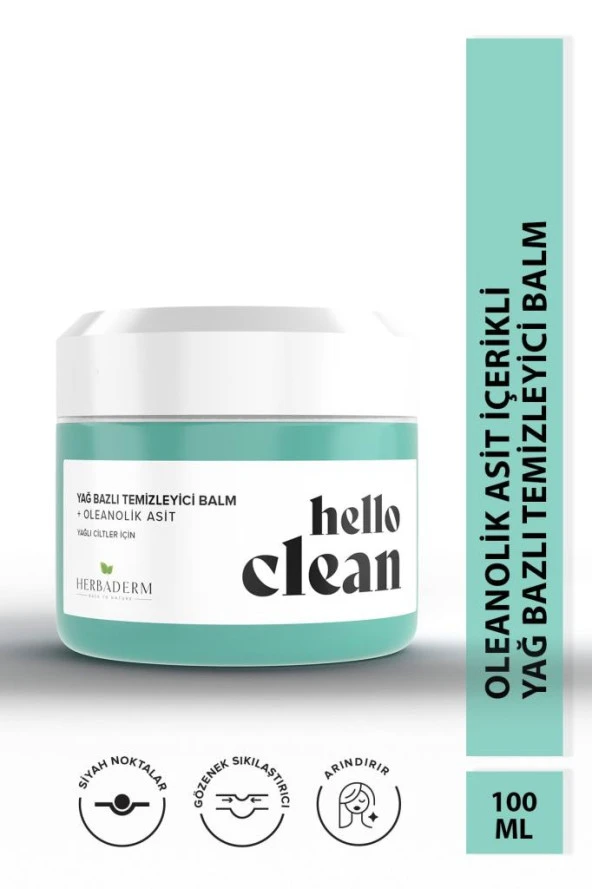 Herbaderm Hello Clean Yağ Bazlı Temizleyici Balm Gözenek Karşıtı ve Oleanolik Asit