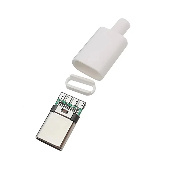 TYPE-C USB 3.1 Şarj Soketi 24 Pin Erkek Fiş - Beyaz ürün görseli