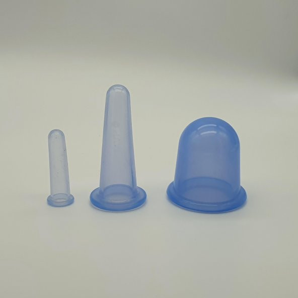 Silikon Yüz  ve Boyun Masaj Kupa Seti 3lü Mavi Renk ürün görseli 1