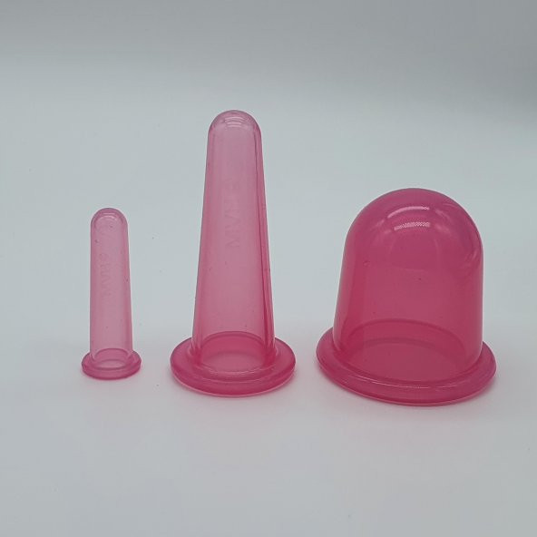 Silikon Yüz  ve Boyun Masaj Kupa Seti 3lü Pembe Renk ürün görseli