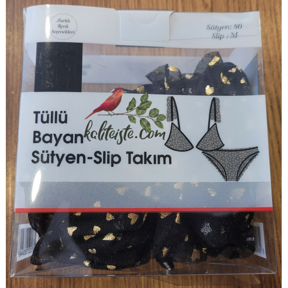 Kadın Tüllü Sütyen Slip Takım