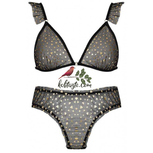 Kadın Tüllü Sütyen Slip Takım - 2