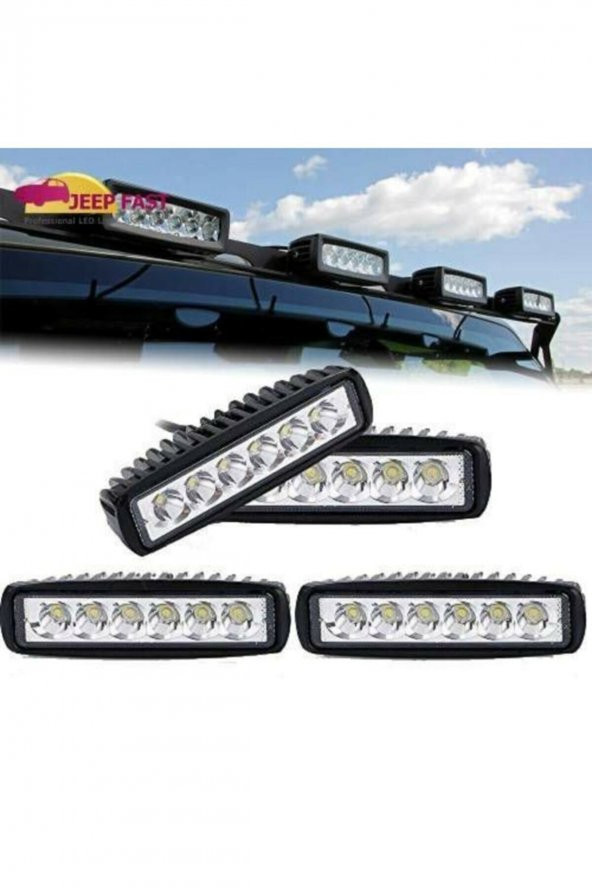 2 ADET 6 LEDLI METAL KASALİ 18 W OFF-ROAD LED ISİK GÜNDÜZ FARİ SİS - 2