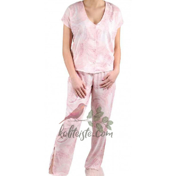 Kadın Saten Pijama Takımı L-XL Beden - 2