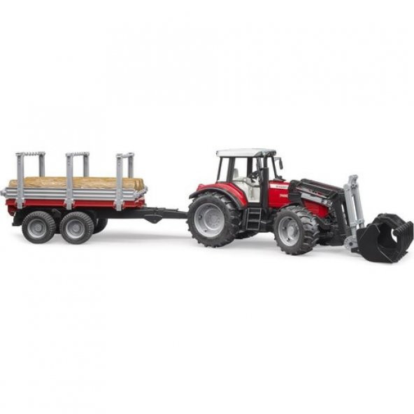 Bruder Massey Ferguson 7480 Traktör & Kütük Taşıyıcı Römork 02046 - Resim 2