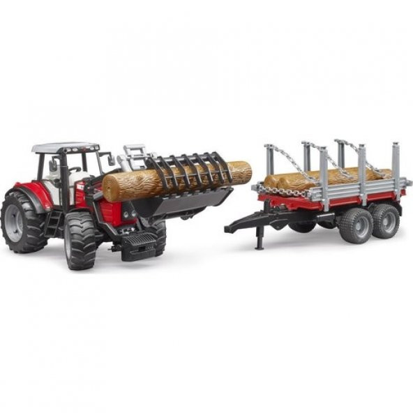 Bruder Massey Ferguson 7480 Traktör & Kütük Taşıyıcı Römork 02046 - Resim 4