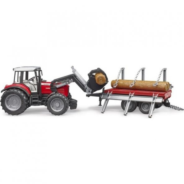 Bruder Massey Ferguson 7480 Traktör & Kütük Taşıyıcı Römork 02046 - Resim 5