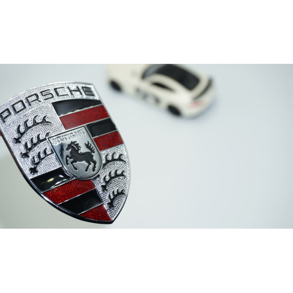 DK Tuning Porsche Ön Kaput Gümüş Metal Tırnaklı Logo Amblem Arma
