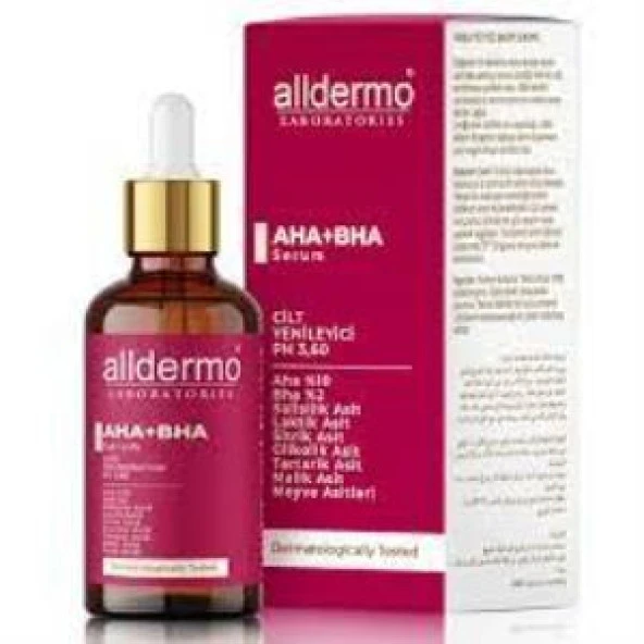 ALLDERMO AHA+BHA AKNE SERUMU , CİLT YENİLEYİCİ YÜZ BAKIM SERUMU 30ML