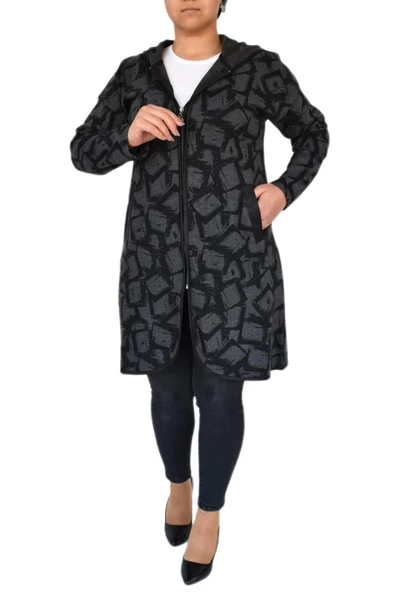 Kadın Mevsimlik Hırka Kapüşonu Fermuarlı 9393 BGL-ST02264 - Resim 4