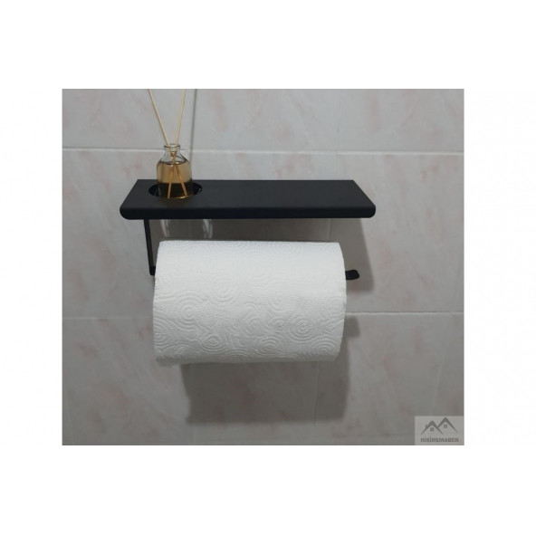Risingmaber Siyah Metal Havlu Askısı Mutfak Banyo Raflı Havluluk Metal Raflı Havluluk(Koku Hediyeli) - 6