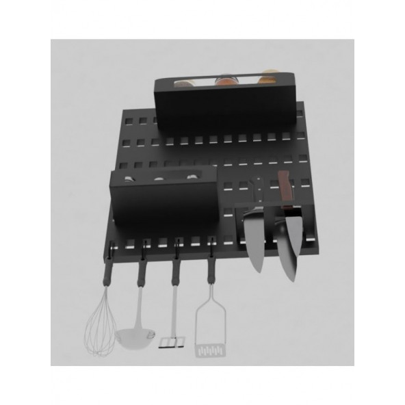 Risingmaber Metal Mat Siyah Asma Aparatlı Mutfak Bölmeli Duvar Organizeri Mutfak Düzenleyici(Koku Hediyeli) - 6