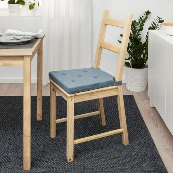 Sandalye Minderi Mavi Renk MeridyenDukkan 35/42x40x4 cm IKEA Cırt Cırtlı Bantlı - 2
