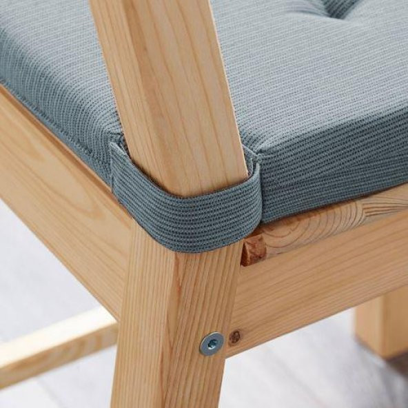 Sandalye Minderi Mavi Renk MeridyenDukkan 35/42x40x4 cm IKEA Cırt Cırtlı Bantlı - 3