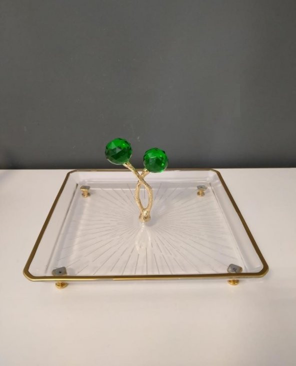 Selim Dekor Kristal Kare Büyük Sunum Yeşil ürün görseli