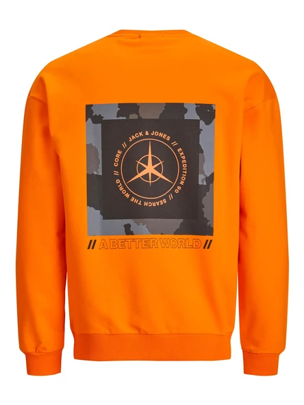 JACK JONES Erkek Yuvarlak Yaka Arkası Baskılı Sweatshirt 12229874 - Resim 5