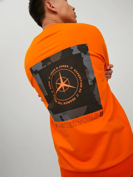 JACK JONES Erkek Yuvarlak Yaka Arkası Baskılı Sweatshirt 12229874 - Resim 2