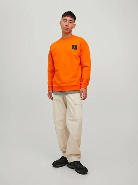 JACK JONES Erkek Yuvarlak Yaka Arkası Baskılı Sweatshirt 12229874 - Resim 7