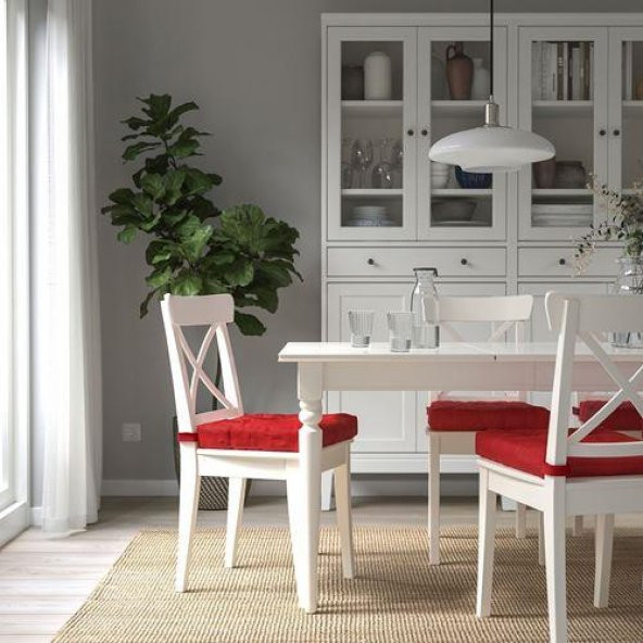Sandalye Minderi Kırmızı Renk 40/35x38x7 Cm MeridyenDukkan Cırt-Cırtlı IKEA-Pamuklu - 2