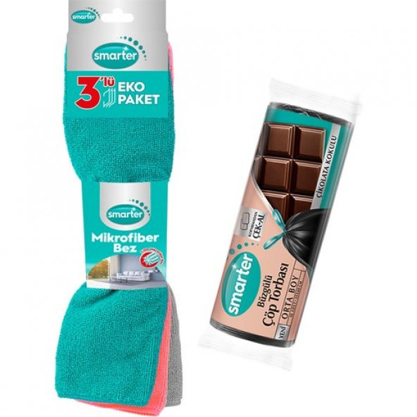 SMARTER 3 LÜ MİKROFİBER BEZ + ÇİKOLATA ORTA BOY