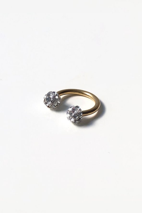 Swarovski Taşlı Top Gold Piercing - 1