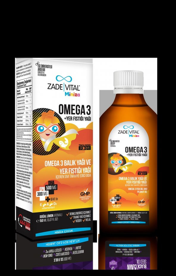 Zade Vital Miniza Omega-3 ve Yer Fıstığı Şurubu 150 ml