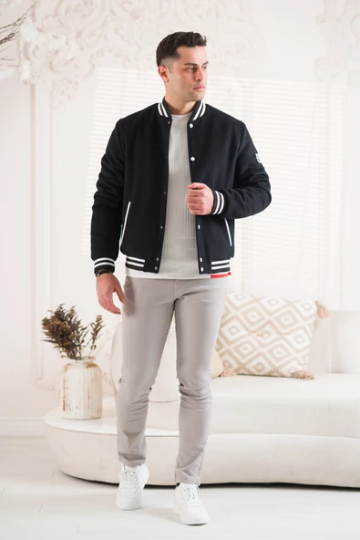 SİR REGULAR FİT KAŞMİR ASTARLI ÇITÇIT KAPAMALI KOLEJ YAKA ERKEK MONT - 3