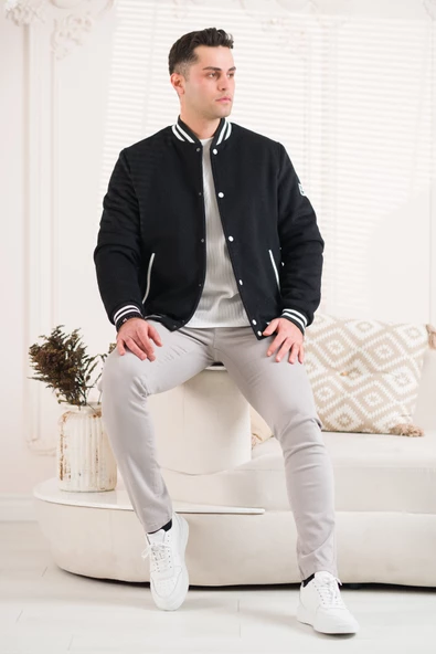 SİR REGULAR FİT KAŞMİR ASTARLI ÇITÇIT KAPAMALI KOLEJ YAKA ERKEK MONT - 2