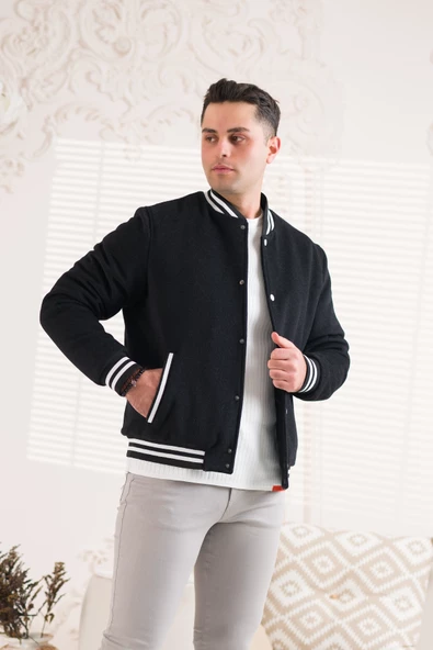 SİR REGULAR FİT KAŞMİR ASTARLI ÇITÇIT KAPAMALI KOLEJ YAKA ERKEK MONT - 4