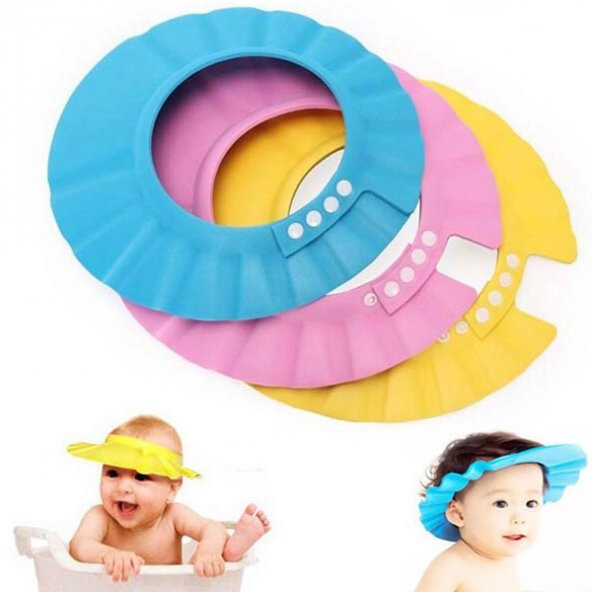 Ayarlanabilir Bebek Banyo Şapkası Mavi