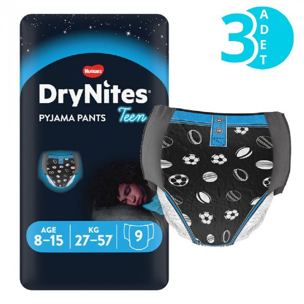 Huggies Drynites Erkek 8-15 Yaş 27-57 Kg 27 Adet Emici Gece Külodu