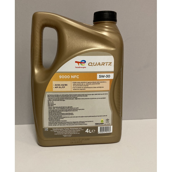 TOTAL QURTZ 9000 NFC 5W-30 MOTOR YAĞI 4 LT. 10/2023 - 2
