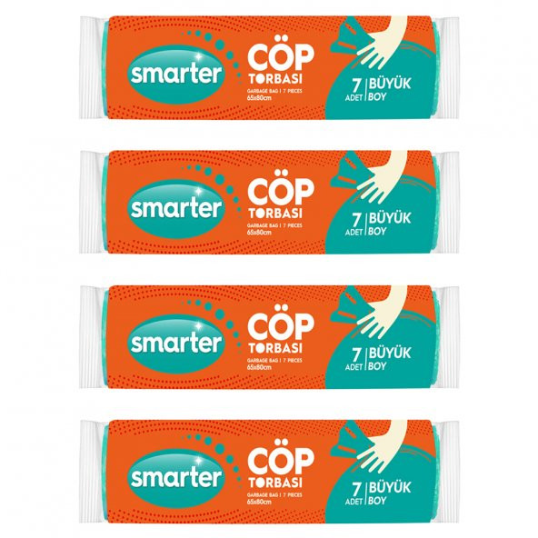 SMARTER 4 LÜ BÜYÜK BOY ÇÖP TORBASI 65x80 cm ( ÇÖP POŞETİ )