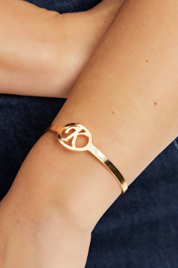 Aqua di Polo 1987 Çelik Altın   Kadın K Harfi Kelepçe Bileklik APJA001001 - Resim 2